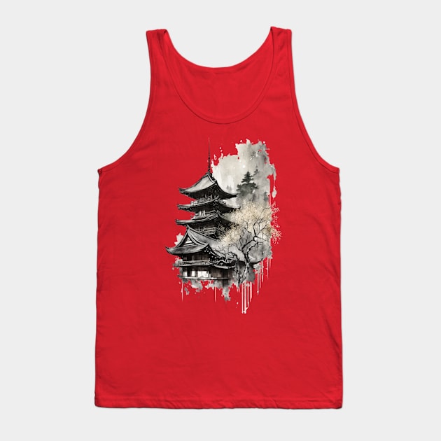 Japanese Architecture Sumi-E Tank Top by LetsGetInspired